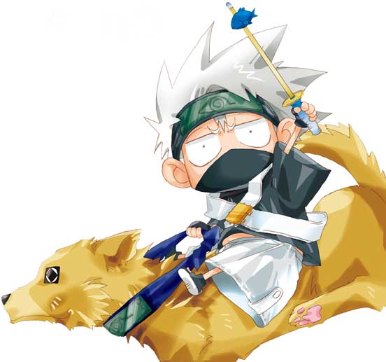 Chibi Kakashi riding on his dog